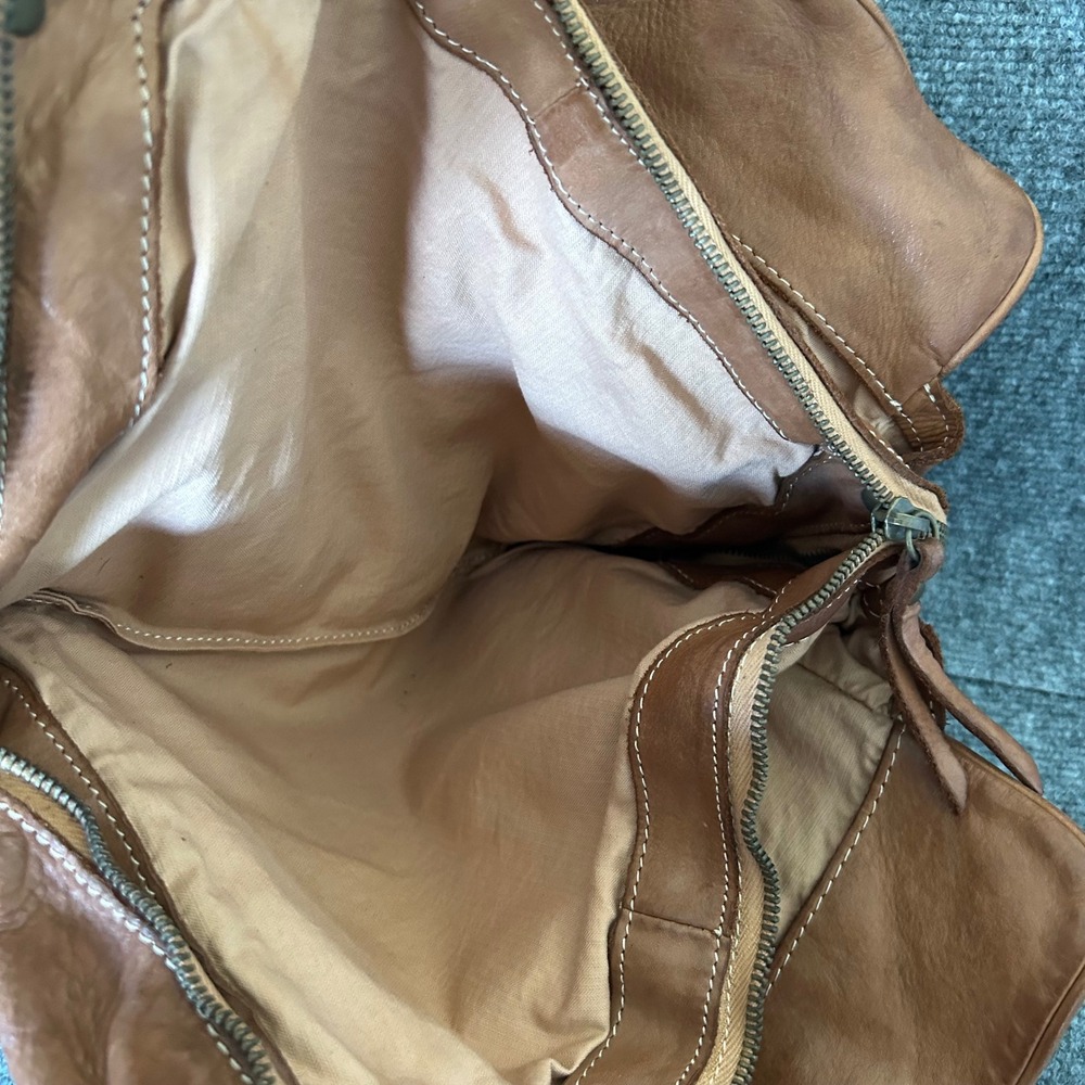 Costanza Rota Brown Leather Tote Bag Made in Italy Triple Compartment Cognac - Picture 7 of 12